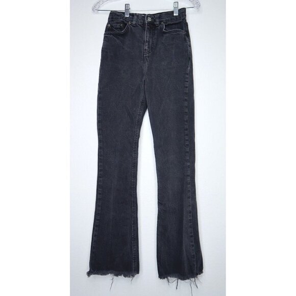 ASOS Denim - ASOS Denim Jeans Mom Cropped High Waist Tapered Raw Hem Black Women's Size 24